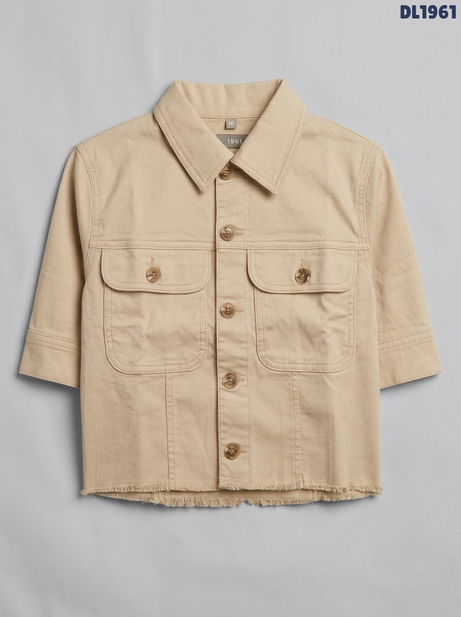 Classic Beige Utility Short-Sleeve Jacket