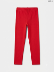 Kids' Cotton-Rich Plain Leggings - RED Marl