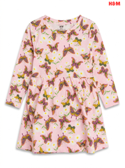 Girls' Butterfly & Daisy Print Long-Sleeve Dress