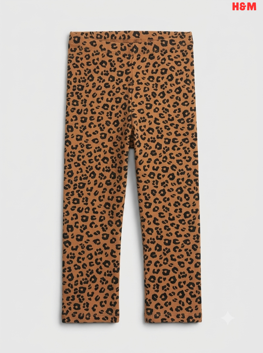 Kids' Cotton Leggings - Brown Leopard Print
