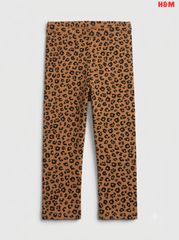 Kids' Cotton Leggings - Brown Leopard Print
