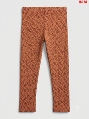Kids' Cotton Leggings - Rust Micro-Animal Print