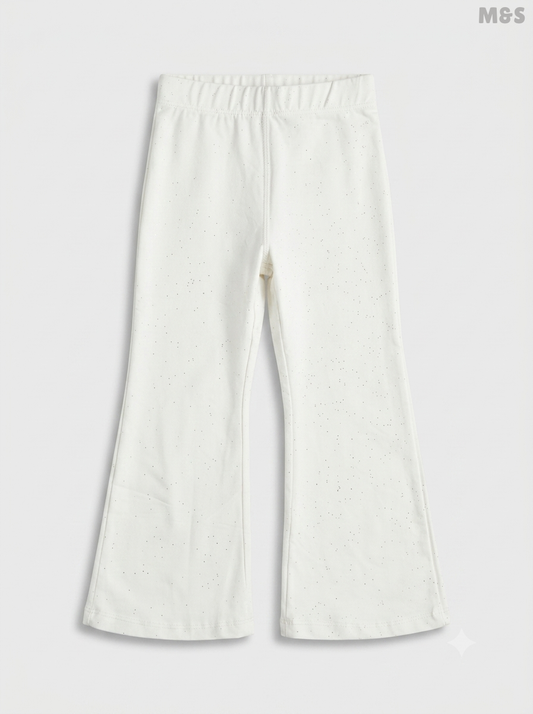 Kids' Flared Cotton Leggings - Off-White Flecked