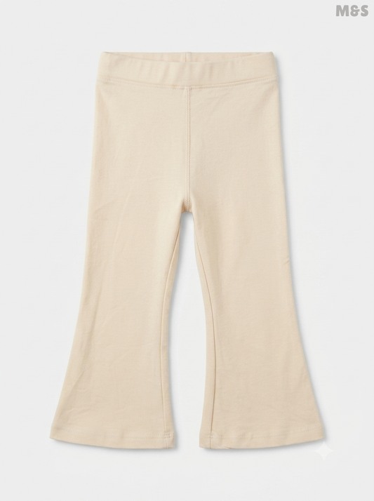 Girls' High-Waisted Flared Leggings (Beige)