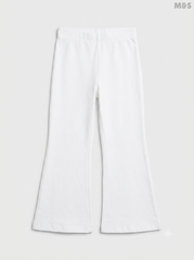 Girls' High-Waisted Flared Leggings (White)