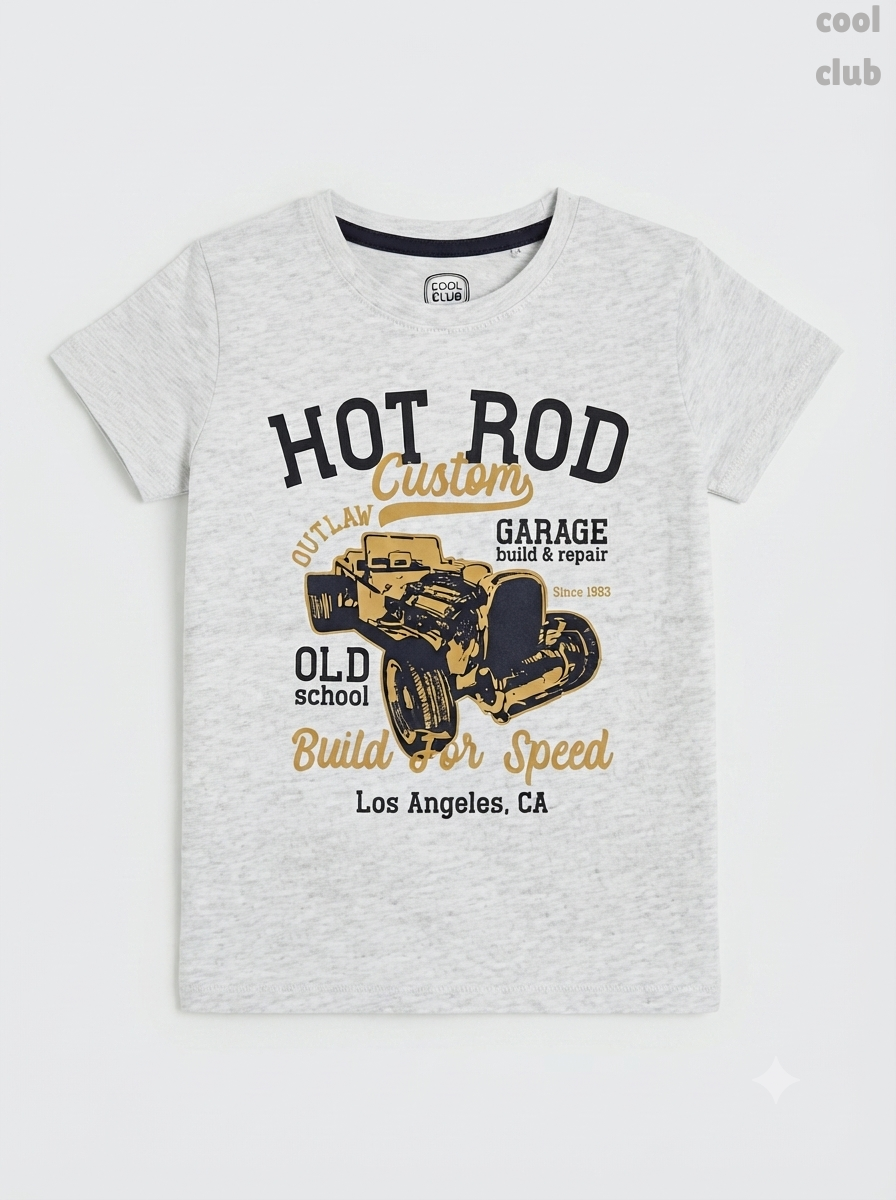 Boys' Light Grey Heather Hot Rod Graphic T-Shirt