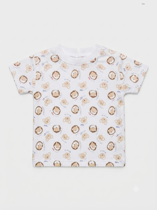 Baby White Hedgehog Print T-Shirt