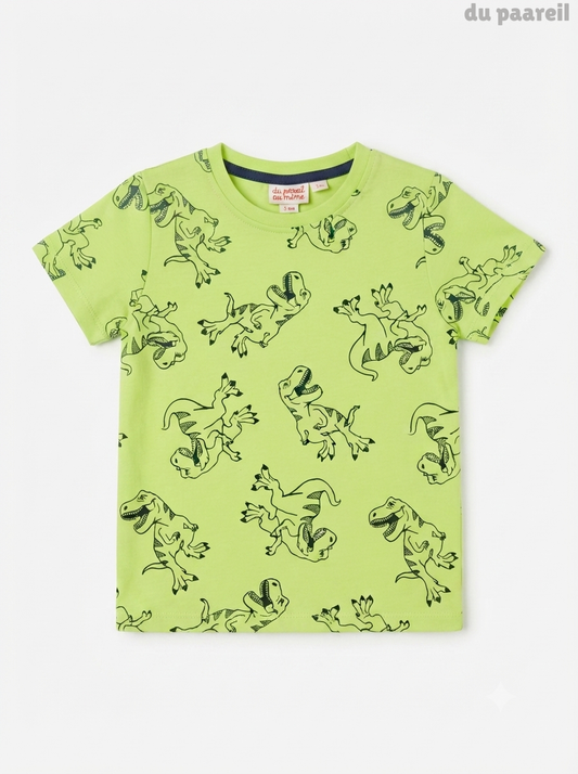 Boys' Lime Green Dinosaur Print Graphic T-Shirt