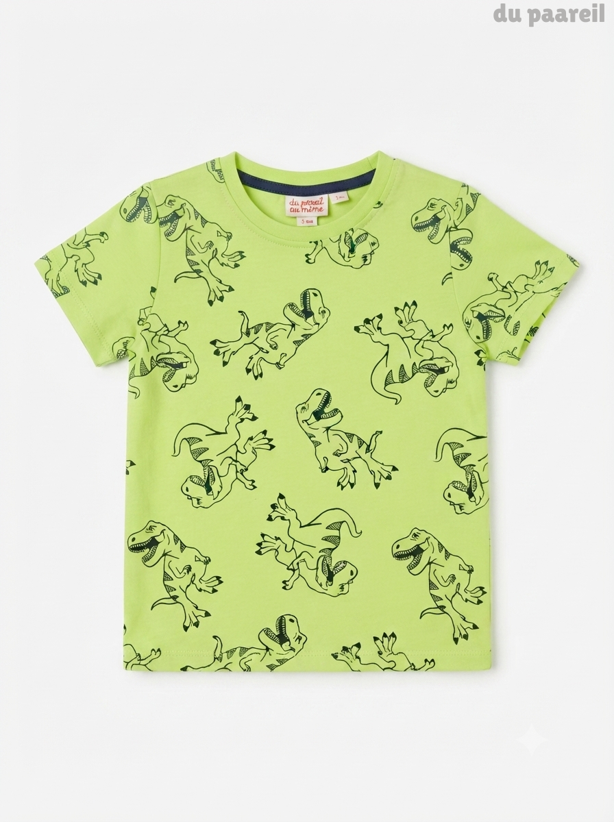 Boys' Lime Green Dinosaur Print Graphic T-Shirt