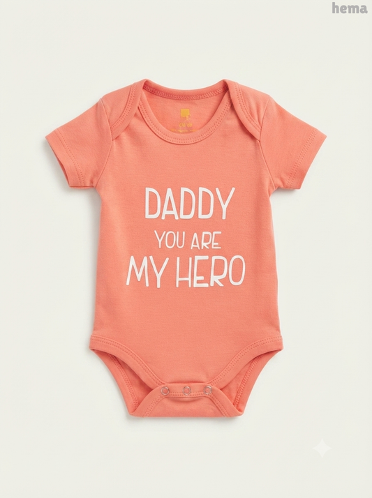 Baby Coral "Daddy You Are My Hero" Graphic Bodysuit