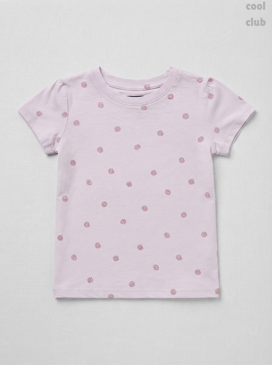 Girls' Light Purple Polka Dot Graphic T-Shirt