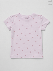 Girls' Light Purple Polka Dot Graphic T-Shirt