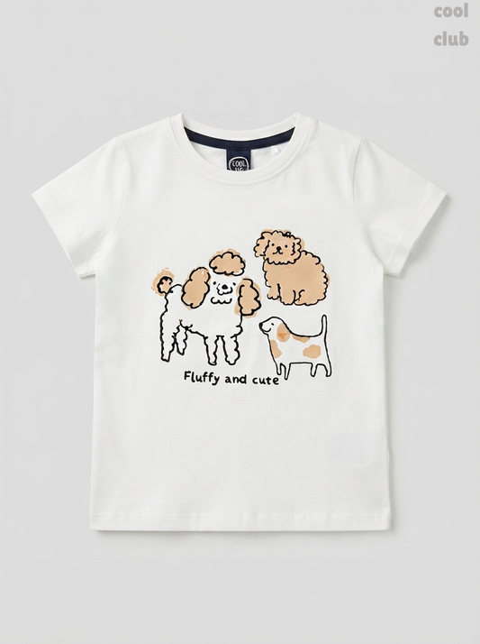 Girls' White Dog Graphic T-Shirt