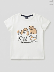 Girls' White Dog Graphic T-Shirt
