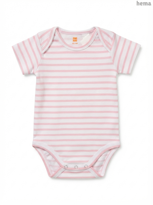 Baby Girls' Pink & White Striped Short-Sleeve Bodysuit