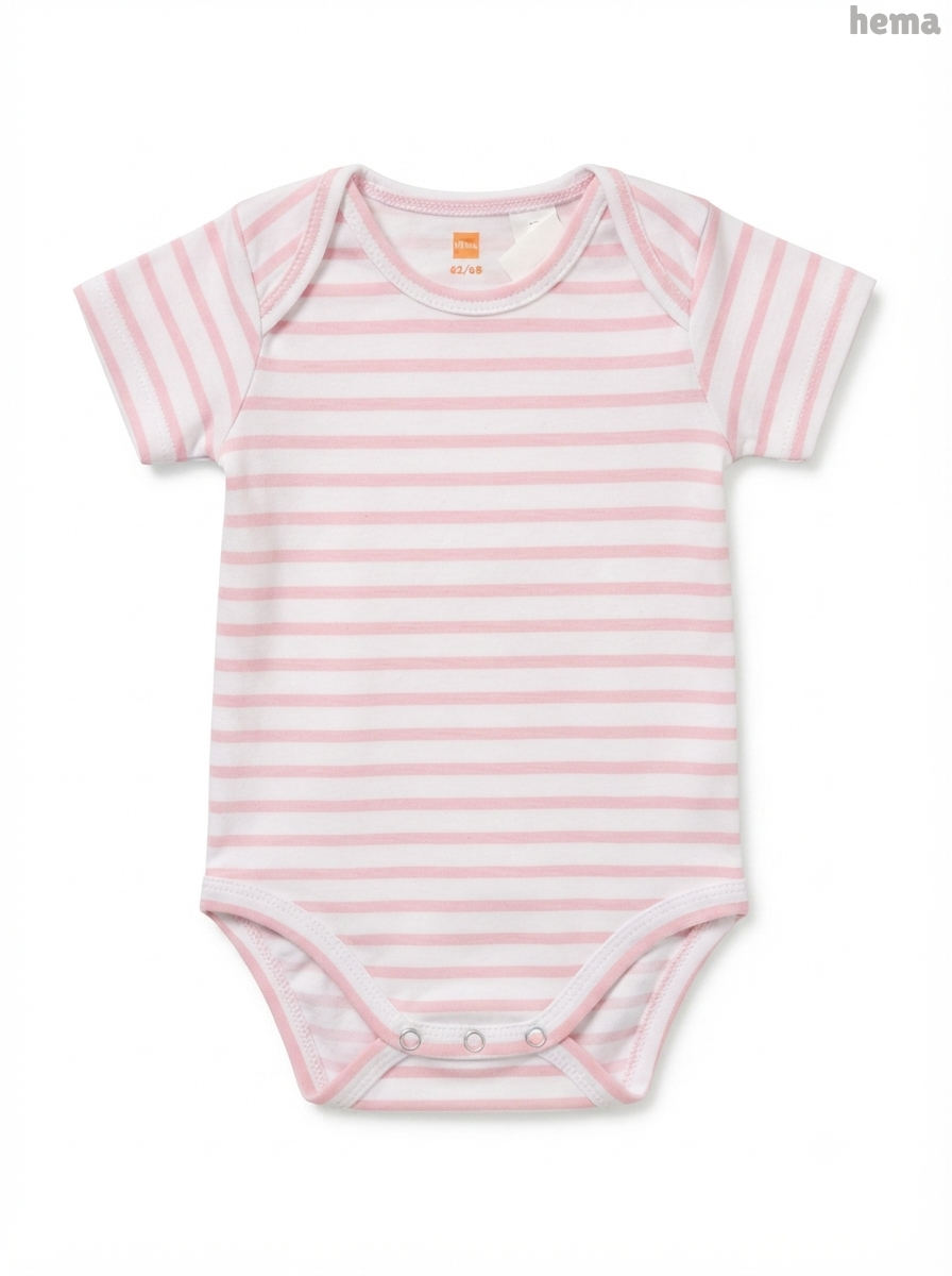 Baby Girls' Pink & White Striped Short-Sleeve Bodysuit