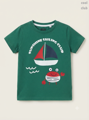 Boys' Dark Green "Sunshine Sailing Club" Graphic T-Shirt
