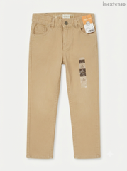 Boys' Beige Khaki Regular Fit Chino Trousers