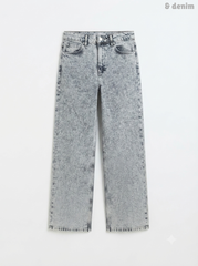 Girls' Grey Acid Wash Wide-Leg Jeans