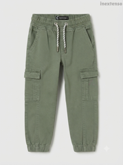 Boys' Olive Green Cargo Jogger Trousers