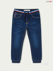 Boys' Dark Wash Denim Striped Waistband Jogger Jeans