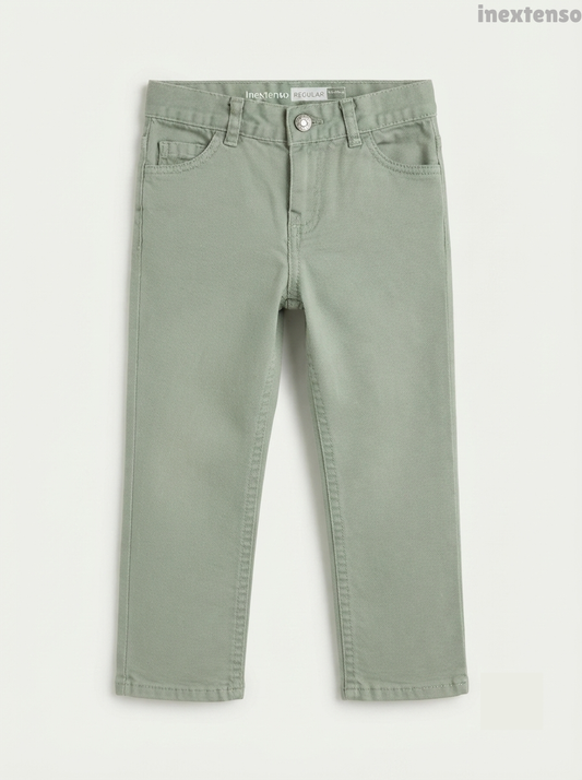 Boys' Light Sage Green Regular Fit Chino Trousers