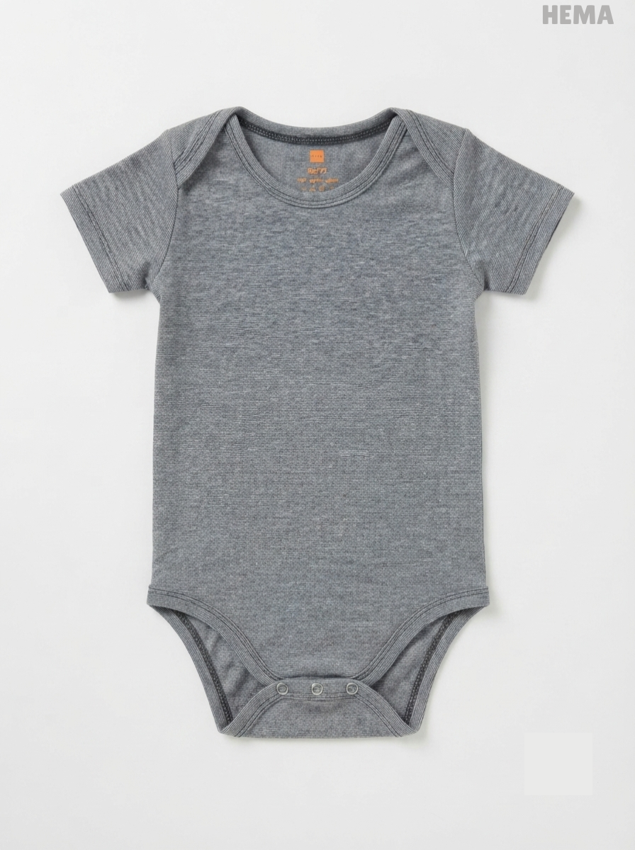 Baby Short-Sleeve Grey Heather Ribbed Bodysuit