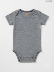 Baby Short-Sleeve Grey Heather Ribbed Bodysuit