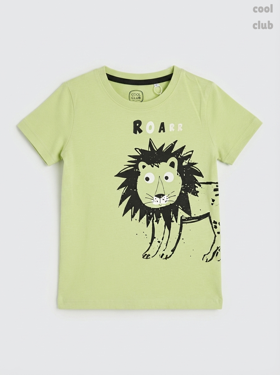 Boys' Light Lime Green Lion "ROARR" Graphic T-Shirt