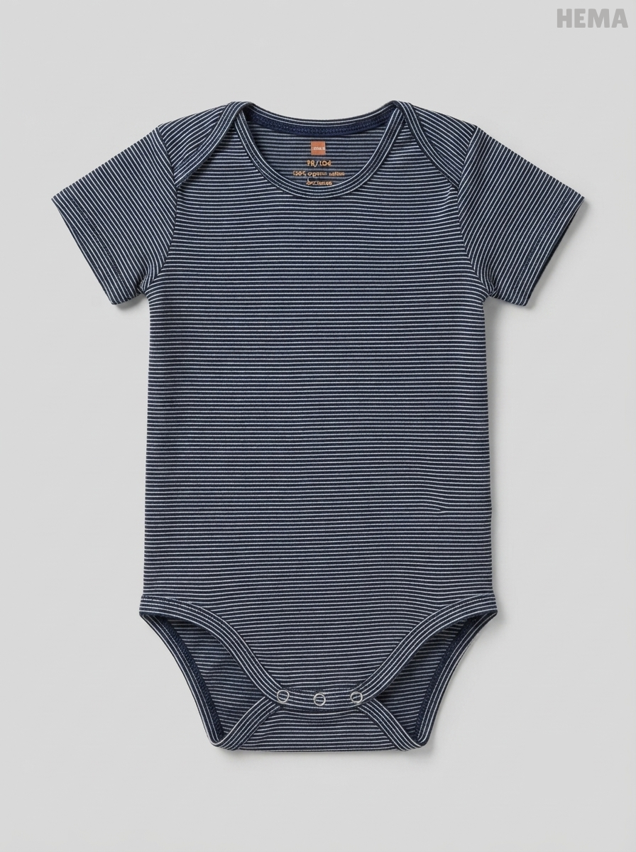 Baby Short-Sleeve Navy & White Fine-Striped Bodysuit