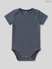 Baby Short-Sleeve Navy & White Fine-Striped Bodysuit