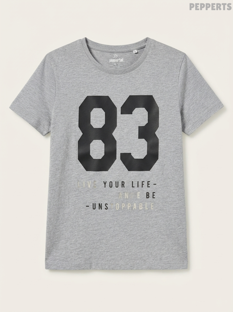 Boys' Grey Heather "83 Unstoppable" Graphic T-Shirt