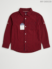 My Chicco Boys' Red & Black Plaid Long Sleeve Button-Down Shirt
