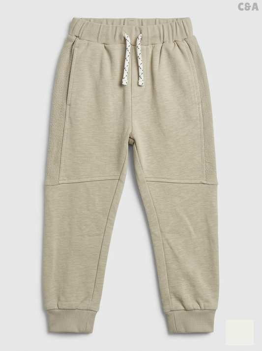 C&A Boys' Beige Cotton Elastic Waist Jogger Pants