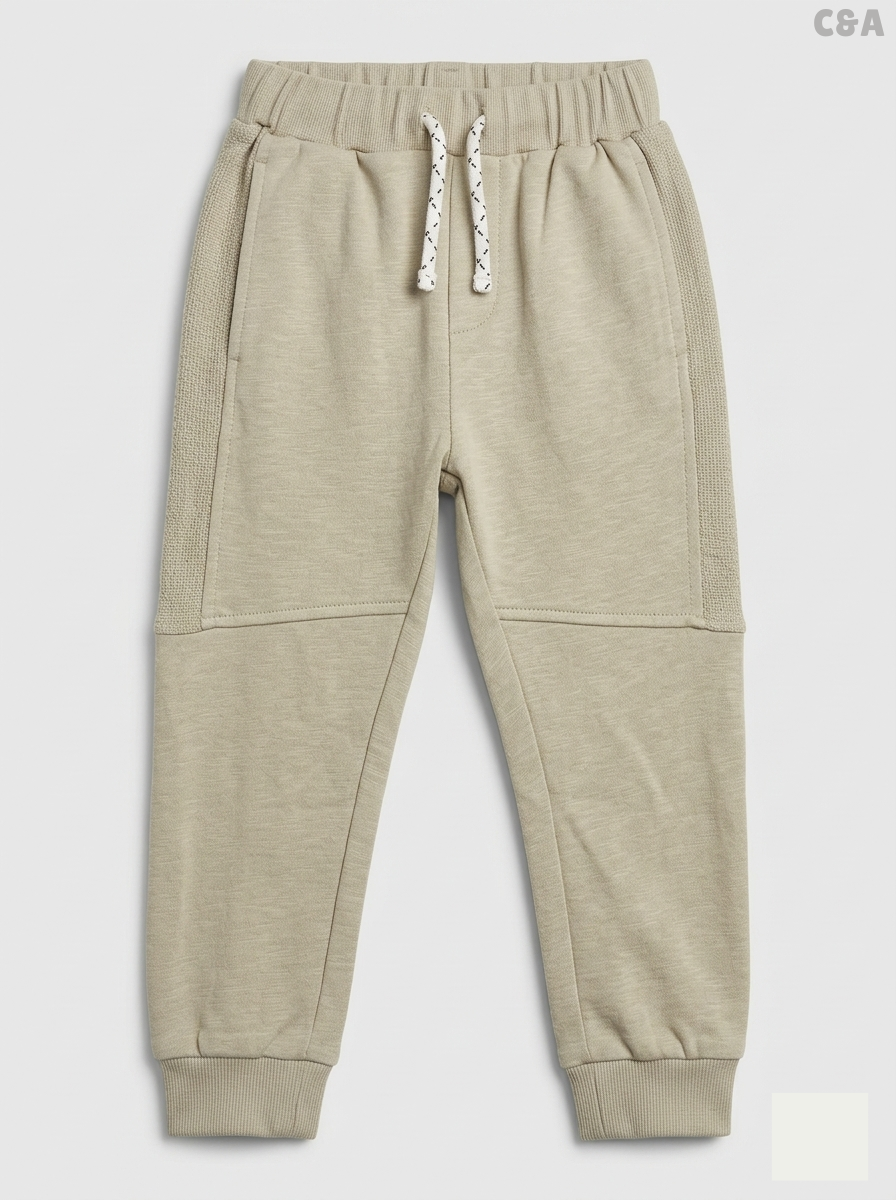 C&A Boys' Beige Cotton Elastic Waist Jogger Pants
