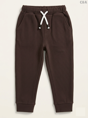 C&A Boys' Dark Brown Ribbed Knit Drawstring Jogger Pants
