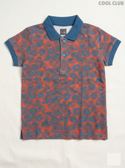 Cool Club Boys' Orange & Slate Blue Abstract Circle Print Polo Shirt