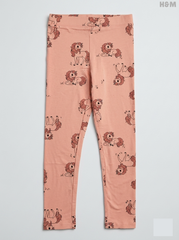 Girls' Dusty Pink Unicorn Print Cotton Leggings