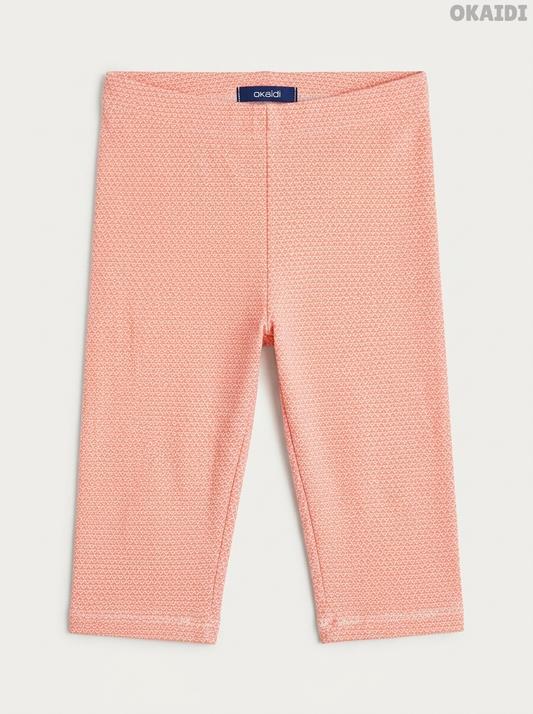 Okaïdi Girls' Peach Coral Geometric Print Cropped Leggings