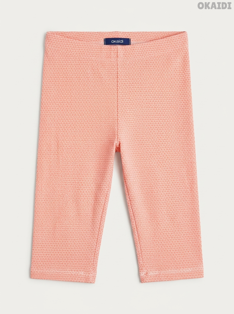 Okaïdi Girls' Peach Coral Geometric Print Cropped Leggings