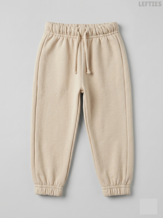 Lefties Kids' Beige Fleece-Lined Drawstring Jogger Pants