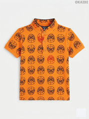 Okaïdi Boys' Orange Spider-Man Print Cotton Piqué Polo Shirt