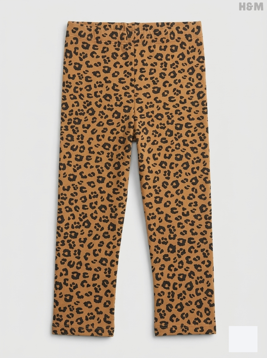 H&M Girls' Tan Brown Leopard Print Cotton Leggings