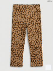 H&M Girls' Tan Brown Leopard Print Cotton Leggings