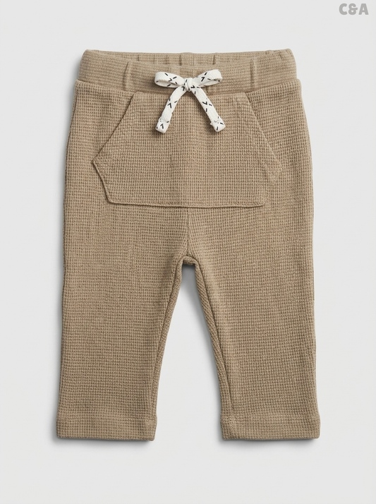 C&A Baby/Toddler Tan Waffle Knit Kangaroo Pocket Pants