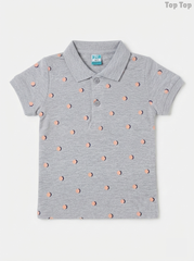 Top Top Boys' Grey Polka Dot Cotton Piqué Polo Shirt