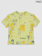 Kids Lime Green Graphic Typographic Short-Sleeve T-Shirt