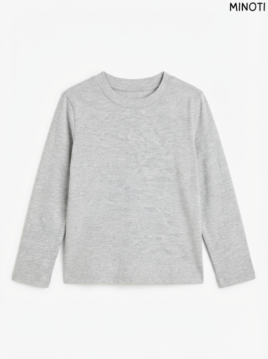 Imported Boy Light Gray Heather Long-Sleeve Basic T-Shirt