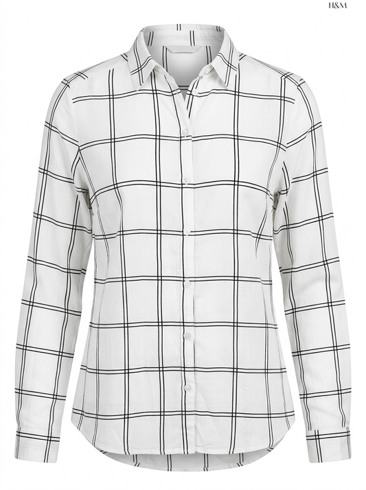 H&M Windowpane Check Long-Sleeve Shirt