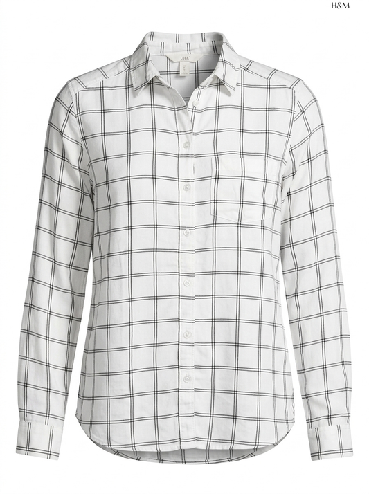 H&M Windowpane Check Long-Sleeve Shirt